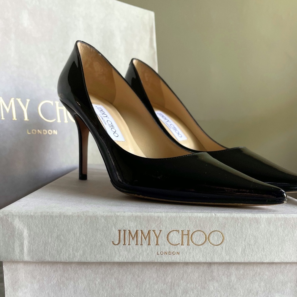 Jimmy Choo Agnes Black Patent Leather - 37.5 - 7.5